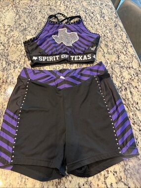 Purple & Black High-Waist Cheer Shorts